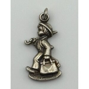 Vintage 1990 Goebel MI Hummel Club Sterling Silver Merry Wanderer Boy Charm